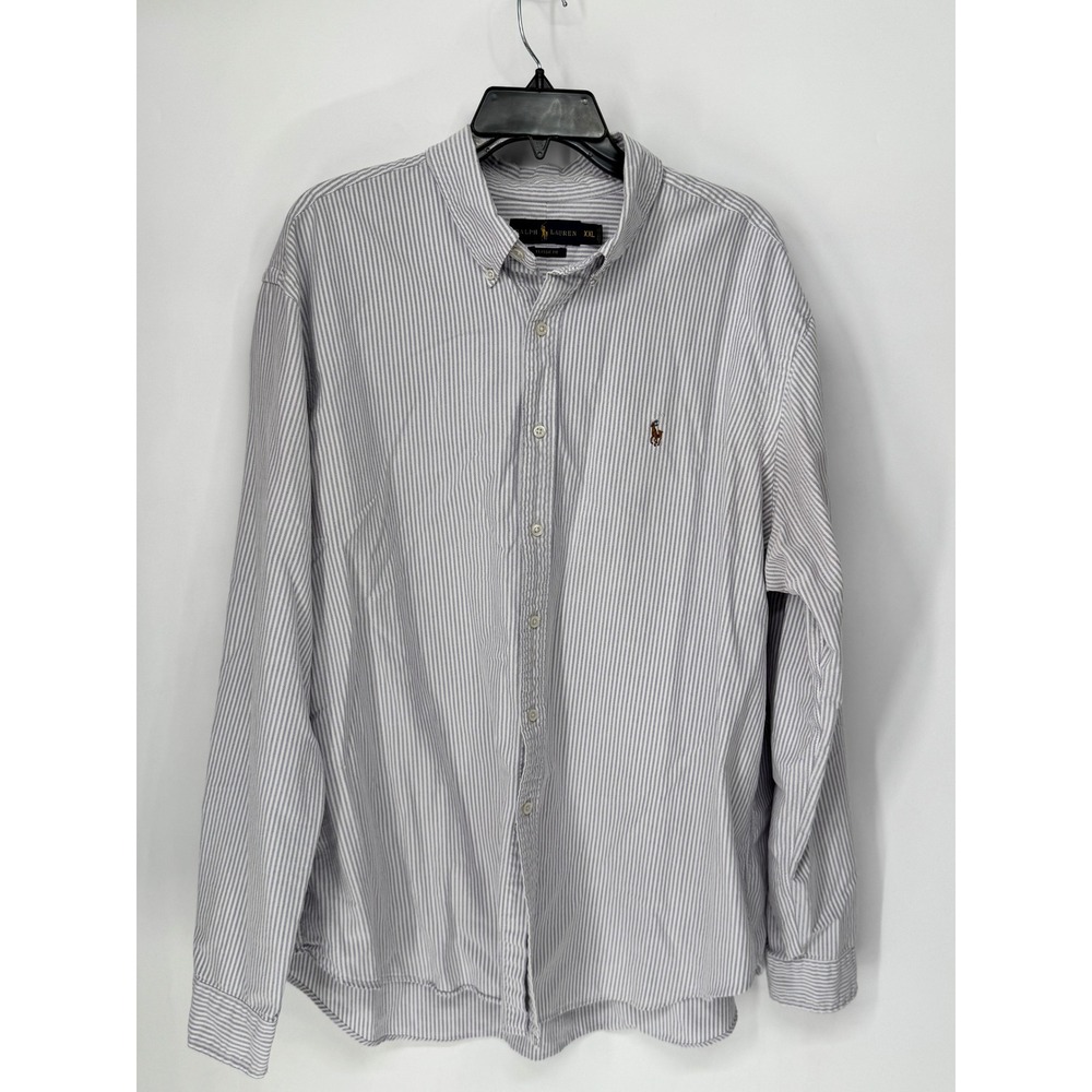 Ralph Lauren Button Down Mens XXL Purple Good Striped Classic Fit Cotton Shirt